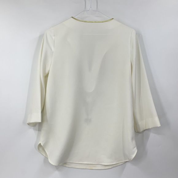 Lilly Pulitzer 0 Resort White Dallas Tunic Top Gold Embroidery Bead - Picture 10 of 12